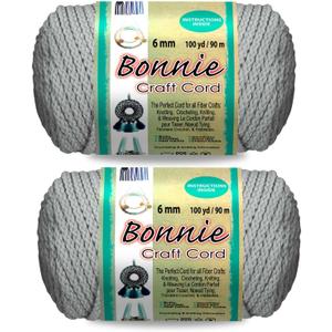 Pepperell Bonnie Braid Macrame Cord | 6mm x 100yd | Shadow (Value 2-Pack) | Twisted Polypropylene Cord for DIY Crafts, Plant Hangers, Wall Hangings, Crochet & Macrame | Long-Lasting, Vibrant Color