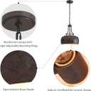 WUZUPS Chandelier Rustic Farmhouse Industrial Round Ceiling Pendant LED Light Fixture with Open Bottom Drum Shade, H 15.7" x W 13.4", Distressed Rust, Pendant Light, 15.7" High 13.4" Wide