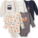Hudson Baby baby-boys Cotton Long-sleeve Bodysuits 5-pack (3-6 Months, Gray Forest)
