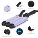32mm (1.25") Mermaid Beach Waves Curling Iron, Aima Beauty Big Hair Waver 3 Barrel Iron with Adjustable Temperature, Durable, Heats Up Quickly (Purple)