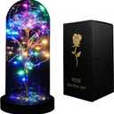INOGIH Galaxy-Artificial Rose-Flowers-Forever Enchanted Rose with Colorful LED Light in Glass Dome for Romantic Gifts Anniversary (One Size)