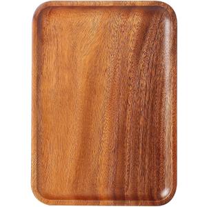 14x10 inch Acacia Wooden Serving Trays for Men Women, Acacia Rectangular Platter Wood Valet Tray for Eating, Food, Large Wood Bed Tray, Coffee Bar Tray, Home, Kitchen Decor, Living Eating, Snacks