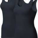 EUYZOU Women's Tummy Control Shapewear Tank Tops - Seamless Body Shaper Compression Top (XXXX-Large (firm control or one size up), Black 2pk)
