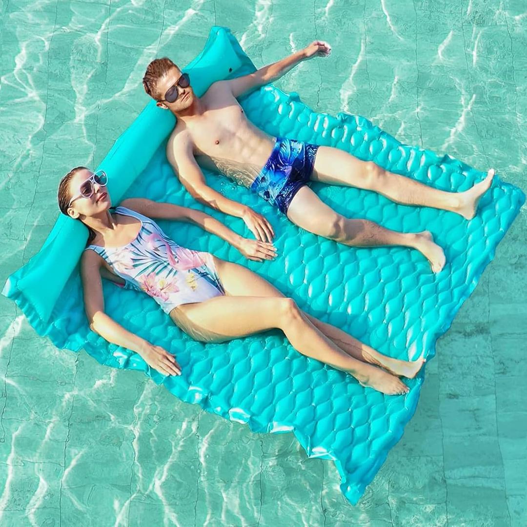 Jasonwell Floating Mat Pool Floats - Giant Inflatable Pool Float Lake Raft Lounge Floating Water Mat for Swimming Pool Floatie Lounger Beach Pool Party Toy for Adults & Kids (X-Large, Green)