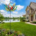 Solar Wind Spinner Outdoor Metal - Large Kinetic Garden Wind Spinners with Solar LED Lights, Waterproof Butterfly Yard Art Sculptures & Spinners for Patio, Lawn, Pathway, Backyard