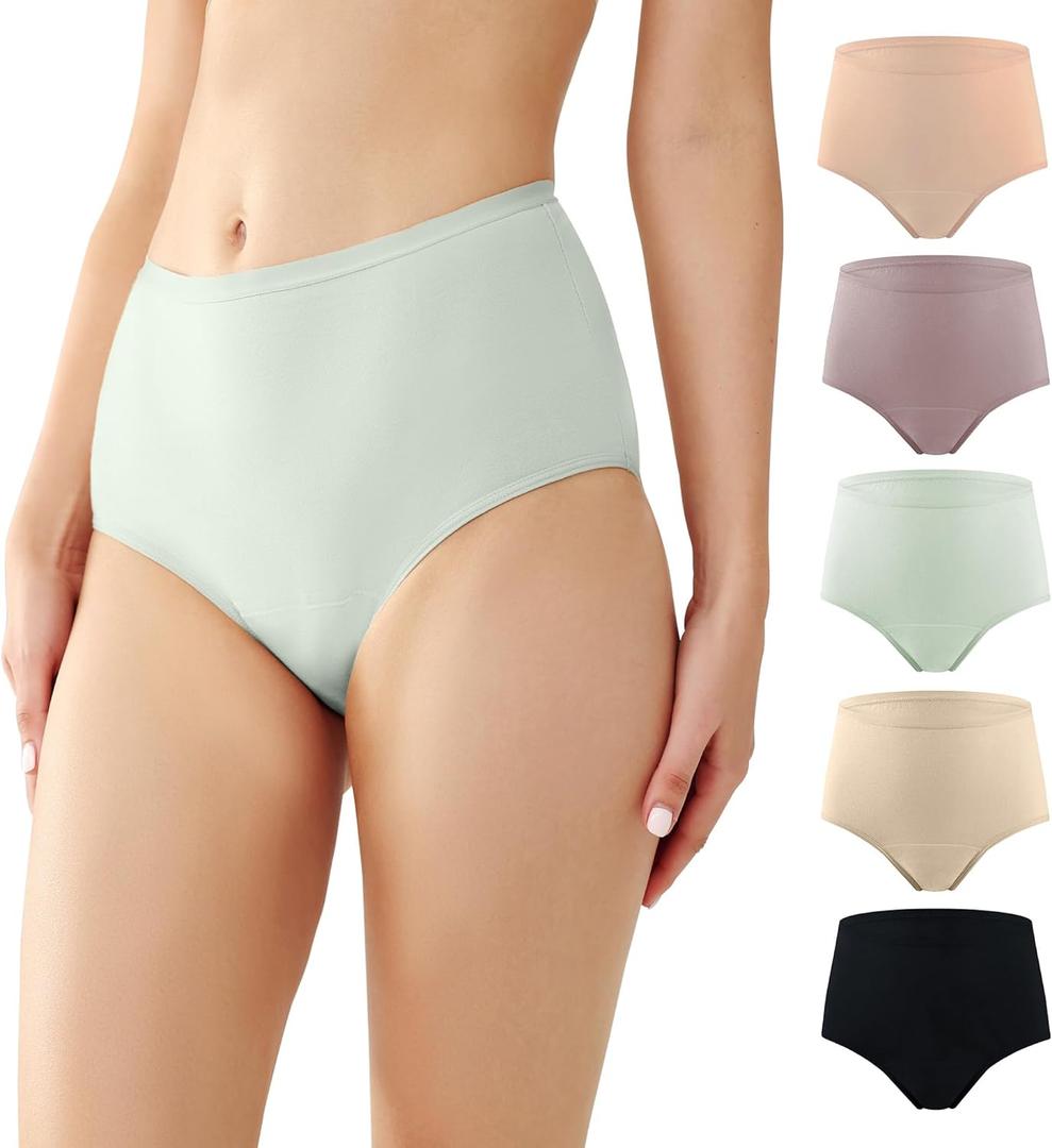BATTEWA Washable Absorbency Incontinence Regular Underwear for Women, Reusable Leak Proof Protection Panties for Bladder Leakage(5Color, X-Large, 5 Pack)