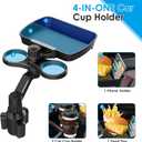 Biupky Car Cup Holder Expander, 4-in-1 Universal Cup Holder Tray Compatible with 2.6" to 3.94", Multi Cup Holders Table with Large Food Tray Phone Mount, for Travel Auto Trucker Road Trip Essentials