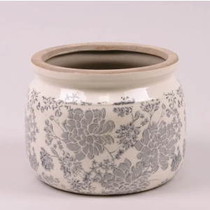 Vintage Ceramic Ice Crack Flower Pot with Drainage Holes, Country Rustic Planters for Indoor and Outdoor,Tuscan Decor,Home,Living Room, Garden Decor, Gardening Gift (Tropical)