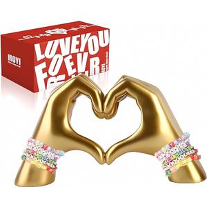 MOYI Gold Decor Living Room Accent Home Decor, Heart Hands Sculpture Love Statue Desk Office Shelf Decoration for Bedroom Bookshelf Coffe Table Aesthetics Decorations, Gifts for Women Mom Girlfriend