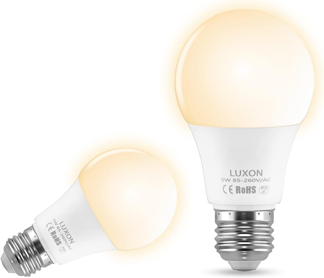 LUXON Motion Sensor Light Bulb,9W Smart Bulb Radar Dusk to Dawn LED Light Bulbs,E26 Base Indoor Sensor Night Lights Soft White 2700K Outdoor Motion Sensor Bulb Auto On/Off 2 Pack