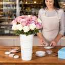 10" Tall Flower Buckets Metal Vase - Pack of 5 Rustic Farmhouse Centerpiece Vases for Table with Handles, Wedding Home Table Decor, Farmhouse White Flower Bar Bucket Holder