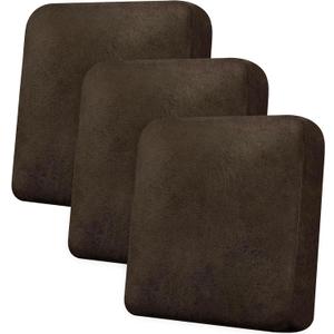 Couch Cushion Covers Leather-Look 3PC Stretch Sofa Seat Slipcover Sets for Living Room Individual Sofa Cushion Cover Couch Seat Protectors, Pet-Friendly, Non-Slip, Easy Fit - Coffee