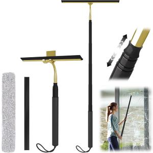 Shower Squeegee with Long Handle, 15-51" Telescopic Squeegee for Window Cleaning, Window Squeegee for Glass Doors, Extendable Window Cleaner Tool for Tile Walls, Sliding Door, Floor, Car Windshield-GD