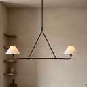 46-Inch Black Modern Linear Chandelier 2-Light, 46.25"w x 5"d x 20"–63"h