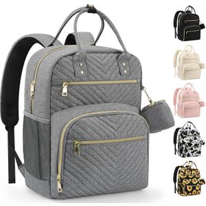 Pritent Diaper Bag Backpack,Baby Essentials Diapers Bag with Pacifier Case,Multipurpose Stylish Large Capacity Travel Backpack for Baby Girl/Boy(M-Gray)