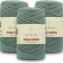3 Skeins of Sensy Premium 2mm - 160 Yards 100% Recycled Cotton Macrame Cord Crochet Bag Cord Macrame Rope Crochet Thread (Sage)
