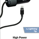 ZGear High Power Lightning Cable Car Charger - Black, 5 ft 