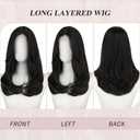 FESHFEN Wigs with Bangs for Women, Long Synthetic Layered Straight Hair Wig for Daily Party Use 18 inch