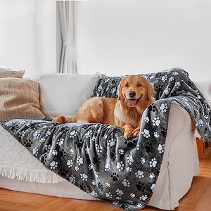2 AIWEK Waterproof Pet Blanket Dog Blankets, Pattern Printing Super Soft Warm Fluffy Facecloth Sofa Car Bed Protector, Urine Proof Washable Pet Blanket for Puppy Large Dogs & Cats(Dog paw130cm*153cm)