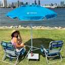 AMMSUN Shade Umbrella, Premium Portable Umbrella with Stand, 6.5ft Lightweight Free Standing Canopy for Sporting Games, Adjustable Instant Sun Protection and Easy to Carry, Light Blue