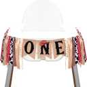 VitalCozy Western Cow One High Chair Banner My First Rodeo Themed Party Decoration Highchair Banner Garland Farm with Ribbon Fabric for Farm Decor Photo Prop Cowboy Party Supplies