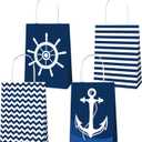 2 x BACH AND BOUJEE 12 PCS Sailor Nautical Party Favor Gift Bags Blue Nautical Goodie Candy Bags Boxes for Ahoy It's a Boy Sailor Baby Shower Birthday Party Favors Supplies, 1 Count