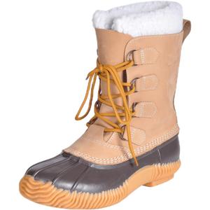Landing Craft Snow Boots for Women,Waterproof Leather Upper Nonslip Vulcanizaty Rubber Sole Duck Boots (10, Light Brown Cowbuck)