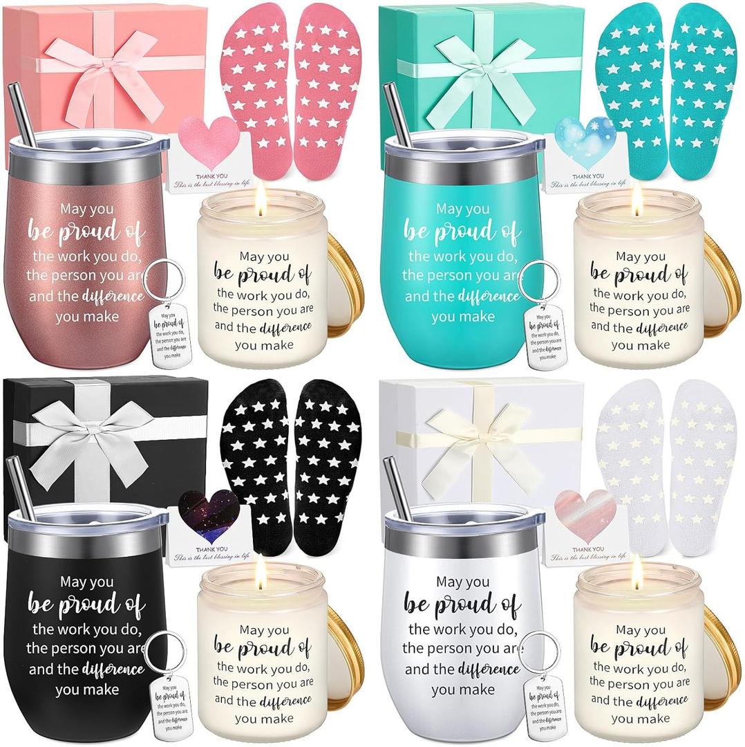 Tioncy 24 Pcs Thank You Gift Baskets for Women Mother's Day Nurse Administrative Teacher Spa Birthday Appreciation Boxes Employee Relaxation Key Chain Mug Card Sock for Coworker(May You Be)