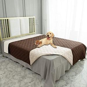 Ameritex Waterproof Dog Bed Cover Pet Blanket for Furniture Bed Couch Sofa Reversible (82x120 Inch (Pack of 1), Chocolate+beige)