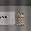 ALINK 100 White and Gold Striped Paper Straws, Biodegradable Disposable Drinking Straws for Birthday, Bridal/Baby Shower, Christmas, New Year, Party Decoration Supplies