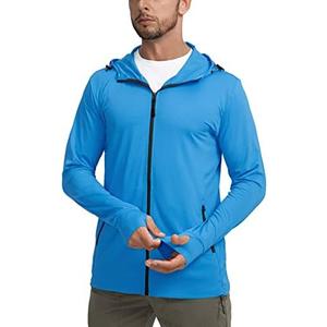 Sejuani Men's UPF 50+ Light Jacket Full Zip Sun Protection Hoodie Long Sleeve Sun Shirts for Men Hiking Fishing Zip Pockets Size S