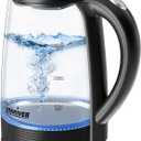 Stariver Electric Kettle, 2L Electric Tea Kettle, BPA-Free Glass Kettle with LED, Hot Water Kettle with Fast Boil, Auto Shut-Off & Boil-Dry Protection, Stainless Steel Inner Lid & Bottom, Black