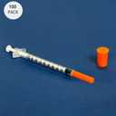 U-100 1mL Syringe with 30G 1/2 inch Needles Individual Package Pack of 100