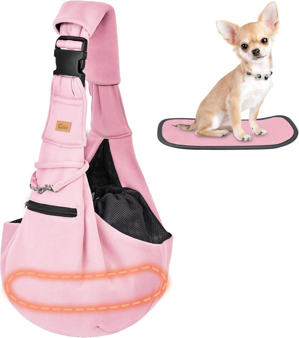 CUBY Dog and Cat Sling Carrier - Hands Free Adjustable Small Pet Sling - Soft Pouch and Tote Design - Suitable for Puppy, Small Dogs Cats Outdoor