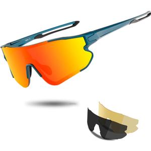 OULAIQI Sports Sunglasses Cycling Sunglasses for Men Women with 1 or 3 Interchangeable Lenses Baseball Glasses