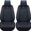 Aierxuan Front Car Seat Covers Custom Fit 2009-2025 Ford F150, 2017-2025 F250 F350 F450 Super Duty Crew Cab Regular Cab Super Cab, Automotive Vehicle Cushion with Waterproof Leather (Black and Blue)