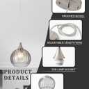 Brushed Nickel Pendant Lights Kitchen Island, Globe Pendant Light Fixtures with 8 Inch Clear Glass Shade, Modern Hanging Light Fixtures for Kitchen, Bedroom (1 Pack - Gray Glass Pendant Light)