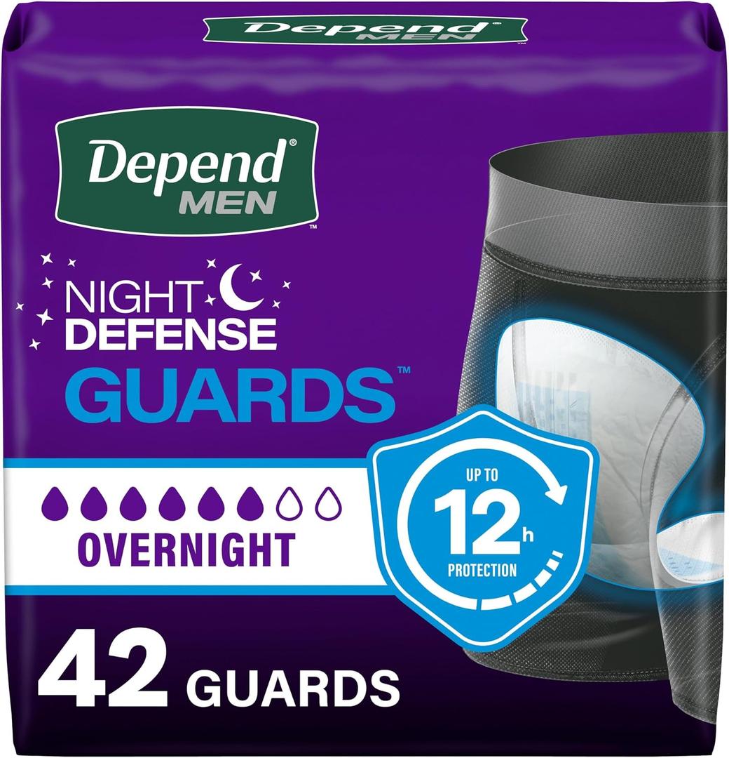 Depend Guards Incontinence Pads for Men, Overnight Absorbency, 42 Count