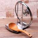 Lid and Spoon Rest Shelf,304 Stainless Steel Pan Pot Cover Lid Rack Stand Organizer,ZYLONE Pan Lid Organizer Storage Soup Spoon Rests Utensils Kitchen Tool