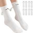4 Pairs Funny Socks, Magnetic Holding Hands Socks, These Suit Both Men and Women, White (0)