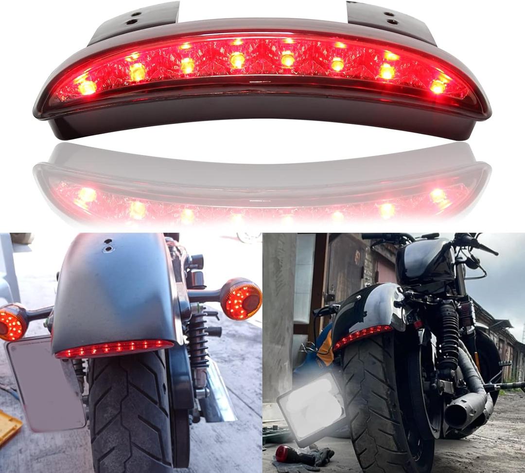 MISS MOLY Red Led Motorcycle Turn Signals Tail Light Cafe Racer Rear Fender Edge Brake