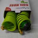 Yereen Coil Garden Hose 50FT, EVA Recoil Garden Hose, Self-coiling Water Hose with 3/4" Connector Fittings with 8 Function Spray Nozzle, Grass Green