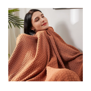 lifein Fall Throw Blanket for Couch-Soft Burnt Orange Boho Bed Throw Blankets,Cozy Knitted Waffle Throw,Small Farmhouse Lightweight Blanket for Autumn,Woman,Man,Chair,Sofa,Home Decor 120x100 inch