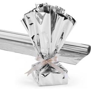 Hygloss Products Mylar Gift Wrap Roll - Great for Gift Bags, Baskets  24 Inch x 8.3 Feet, Silver (61205)