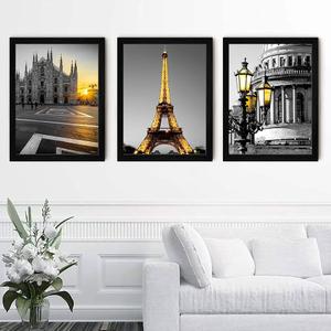 Framed Paris Wall Art Set of 3-5 1/4 x 7 1/4 Inch Black White Eiffel Tower Pictures for Bedroom & Living Room Decor | Modern Trendy Parisian Themed Decor
