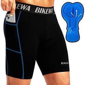 Men's 4D Padded Bike Shorts Cycling Underwear Biking Bicycle Padding Shorts for Men Side Pockets Size L