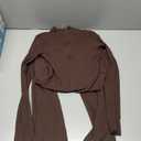 YEOREO Women Long Sleeve Flare Workout Jumpsuit Zip Up Romper Bottom Pants Wide Leg Bodysuit Bodycon Sexy One Piece (Medium, Chocolate)