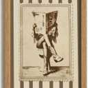 Framed Vintage Cowgirl Funny Bathroom Canvas Wall Art, Retro Stamp Style Western Rustic Wall Decor, Beige Brown Cowboy Boots Picture for Bathroom Laundry Room Bedroom Farmhouse Home Decoration, 24"L x 16"W