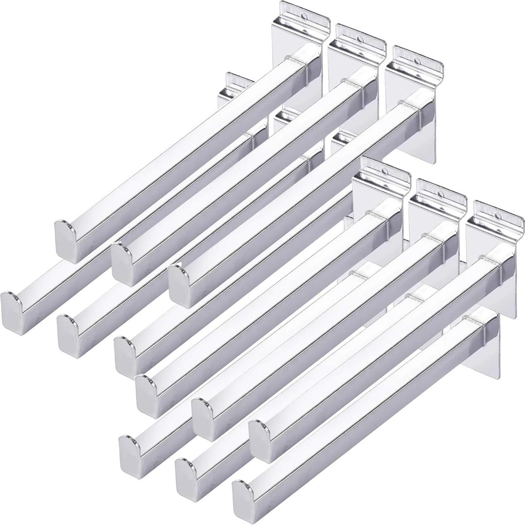 KEILEOHO 12 PCS 10 Inch Slat Wall Hooks, Heavy Duty Slatwall Shelf Brackets, Metal Slatwall Shelves for Panel, Retail and Exhibition Products, Display Item & Products for Room Garage