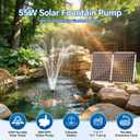 NFESOLAR 55W Solar Fountain Pump, 580GPH Solar Pond Pump with Dry-Run Protection, Foldable Solar Panel, 16.5FT Cord, 10FT Extension Cable, PVC Tubing for Outdoor Ponds, Waterfall, Garden, Hydroponics